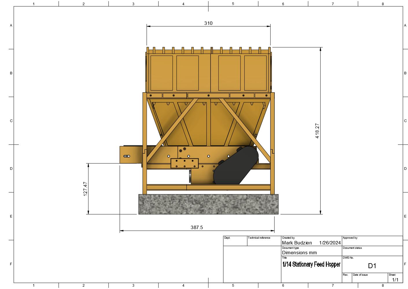 1/14 STATIONARY FEED HOPPER