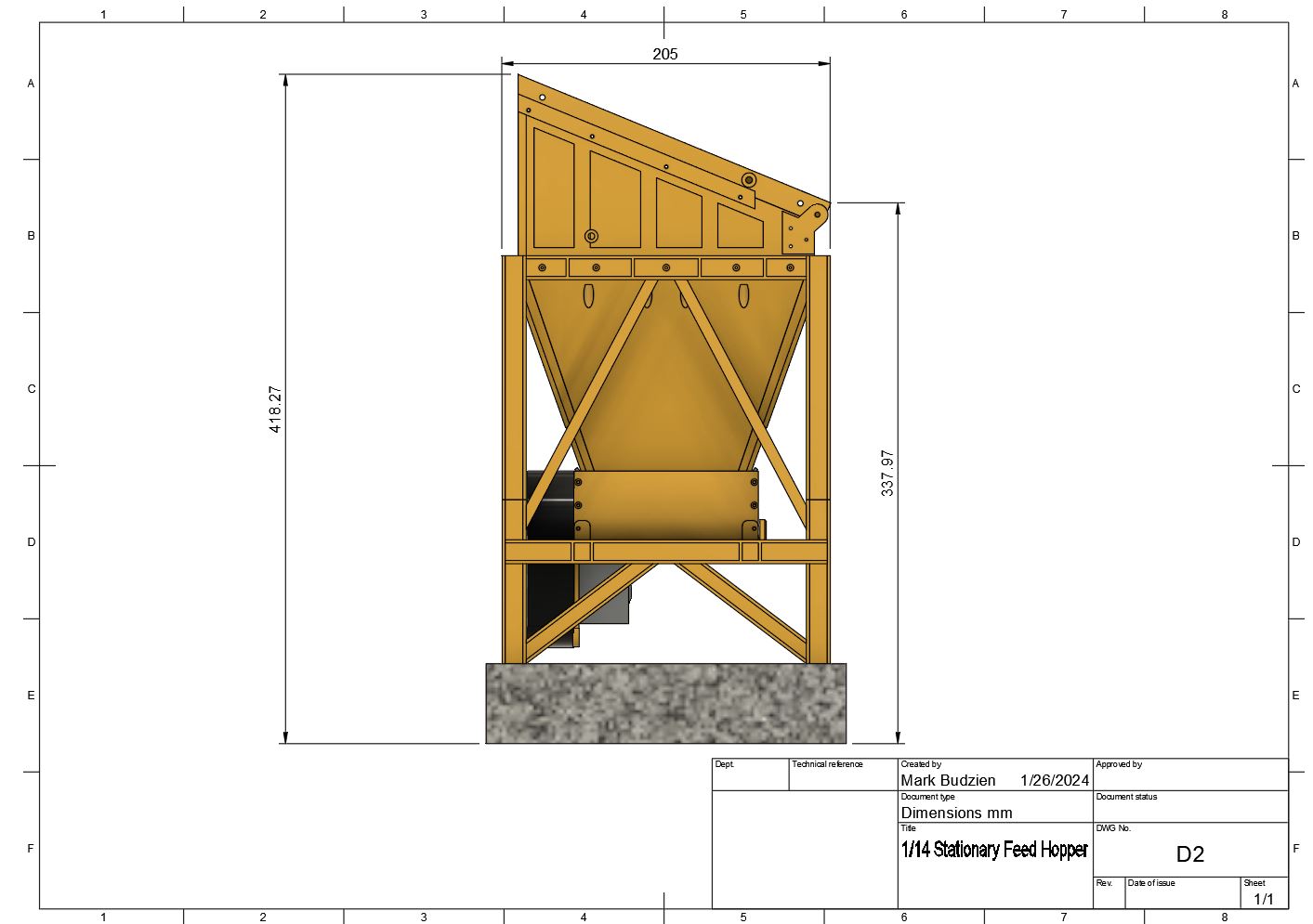 1/14 STATIONARY FEED HOPPER