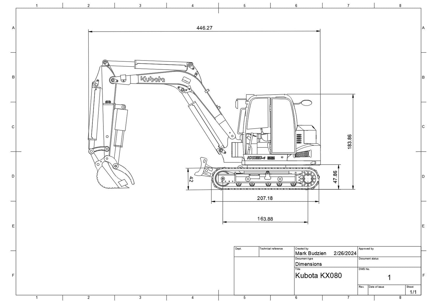 1/14 RC Mini Excavator/Bagger KX 080-4 Build Kit