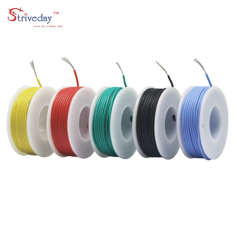 22awg 30m/box (5 colors set kit) High Quality Stranded Wire Flexible Soft Silicone Cable Electrical Tinned Copper Wires