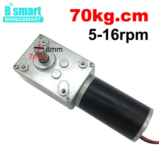 Worm Gear Motor 12V 24V Reversed 12-470rpm DC Motor High Torque 3.4-70kg Self-Lock For Curtain Machine Billboard Home Equipment