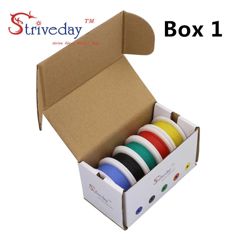 22awg 30m/box (5 colors set kit) High Quality Stranded Wire Flexible Soft Silicone Cable Electrical Tinned Copper Wires