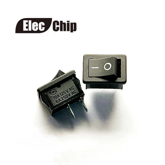 10Pcs/Lot Black Push Button Mini Switch 6A-10A 110V 250V KCD1 KCD1-101 2Pin Snap-in On/Off Rocker Switch  21MM*15MM BLACK