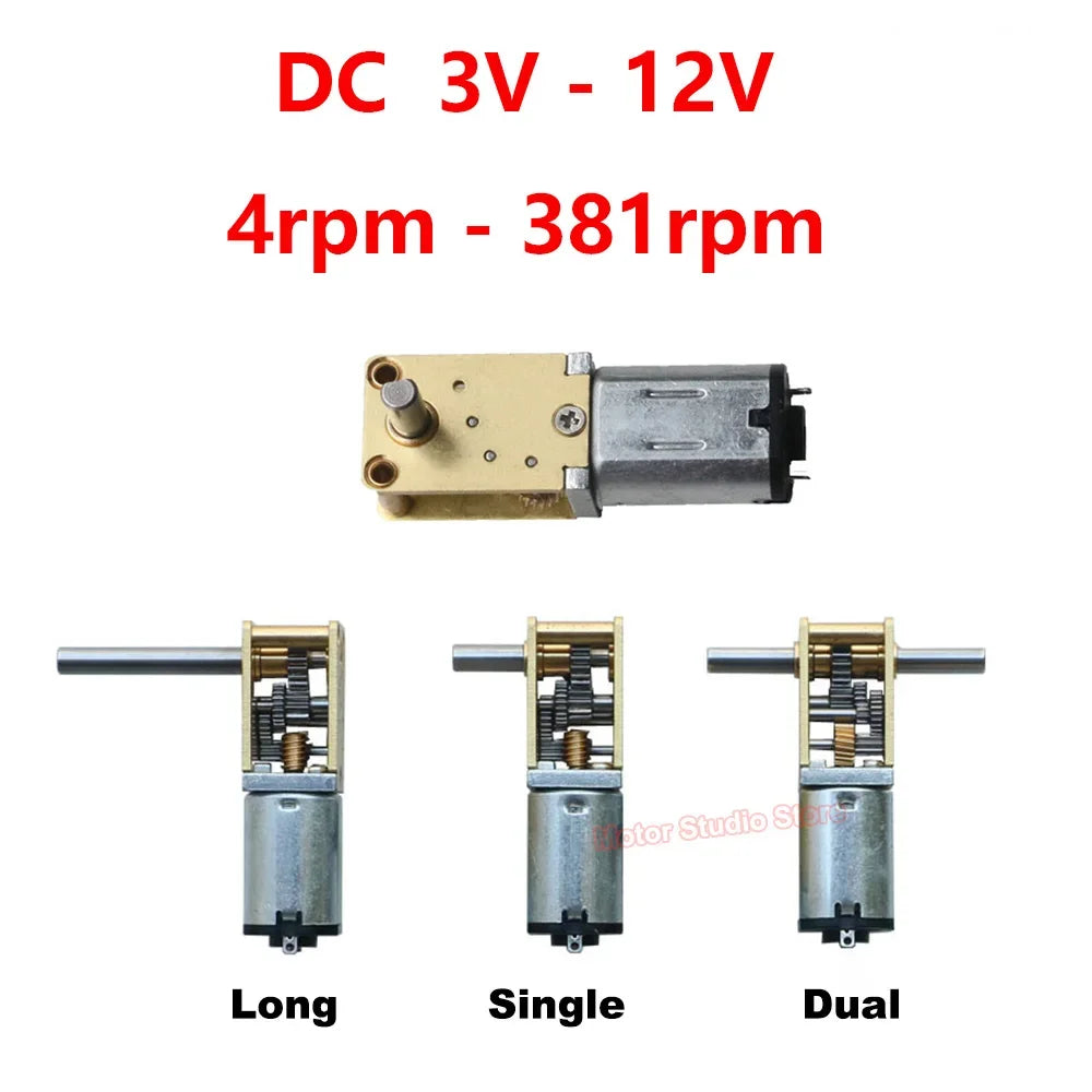 Mini N20 All Metal Gearbox Motor Single/ Dual/ Long Shaft DC 3V-12V Slow Speed Large Torque Worm Gear Motor DIY Robot Model Car